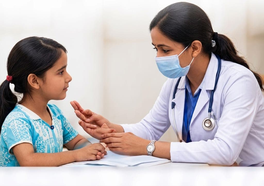 Doctor examining a young patient