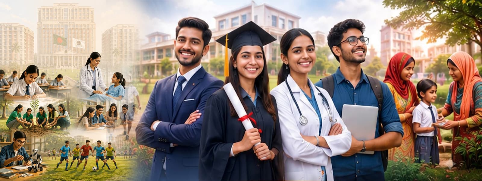 Graduate, doctor, and community members together