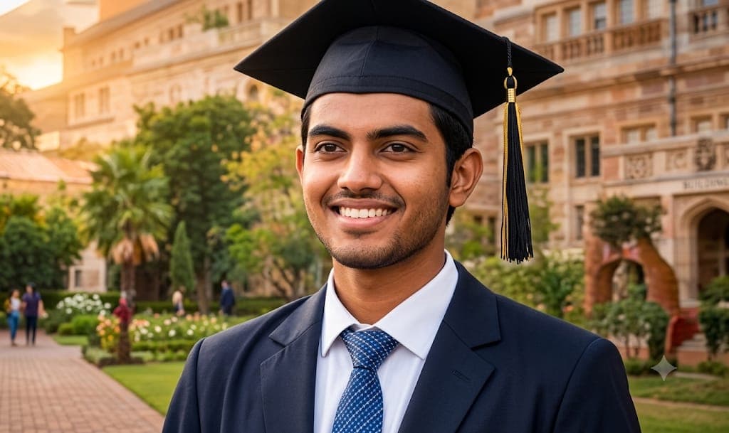 Photo — young man in a graduation cap