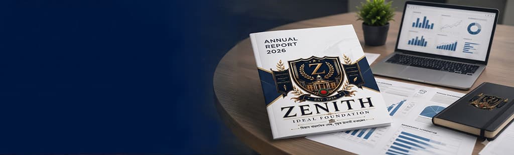 Annual Report 2026 booklet next to a laptop showing charts